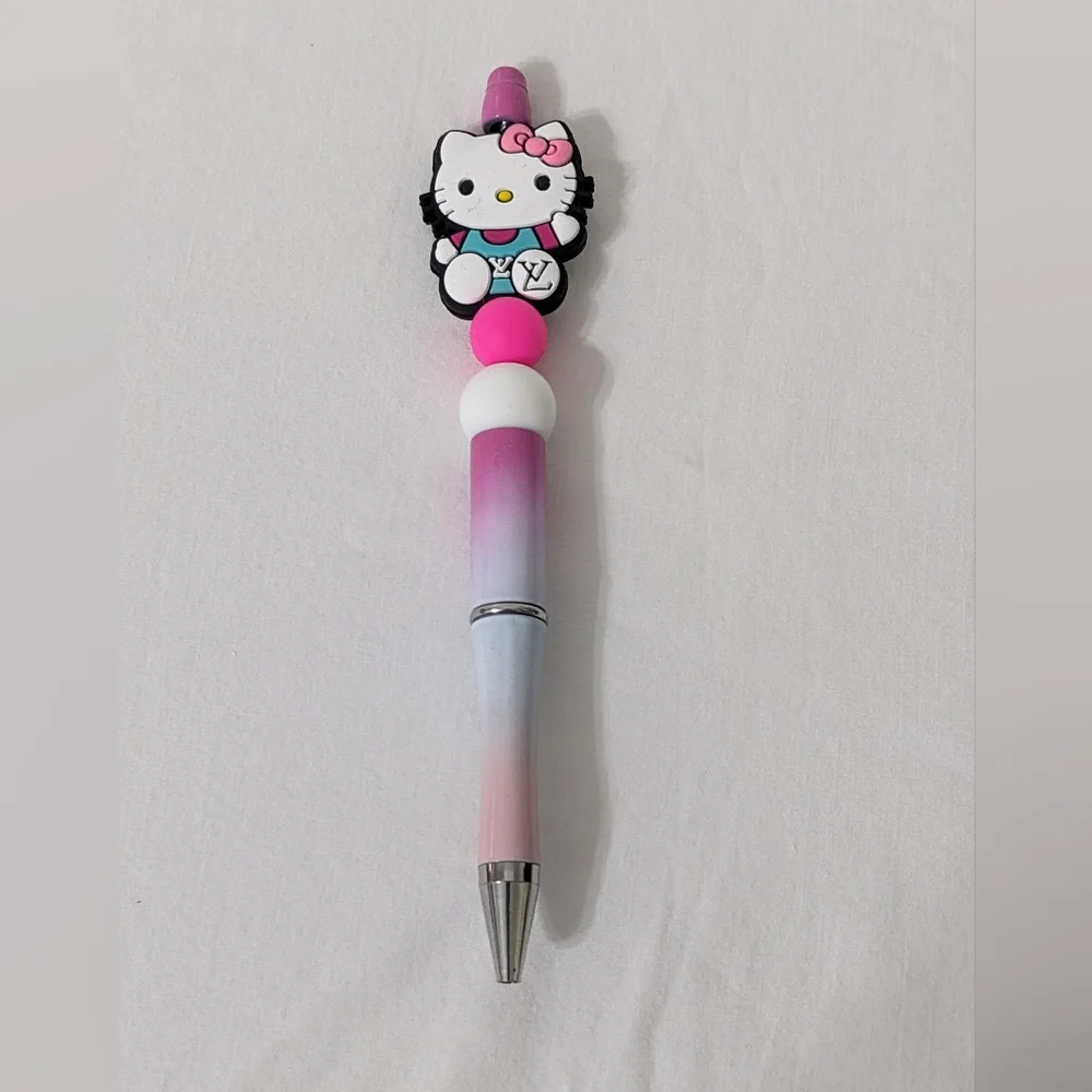 Hello Kitty Designer Inspired Beaded Writing Pen, Black Ink Pen, NEW